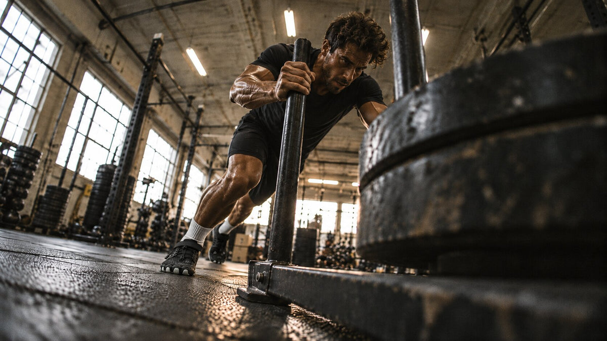 Black Raptor barefoot trainer on a dark gym platform