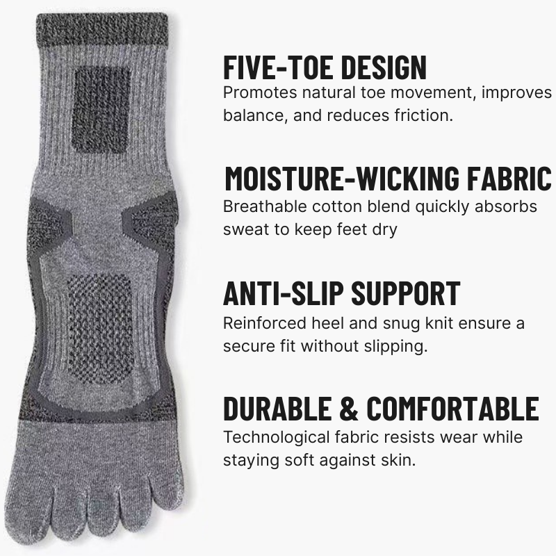 PerformX Toe Socks 2 Pack - Gray