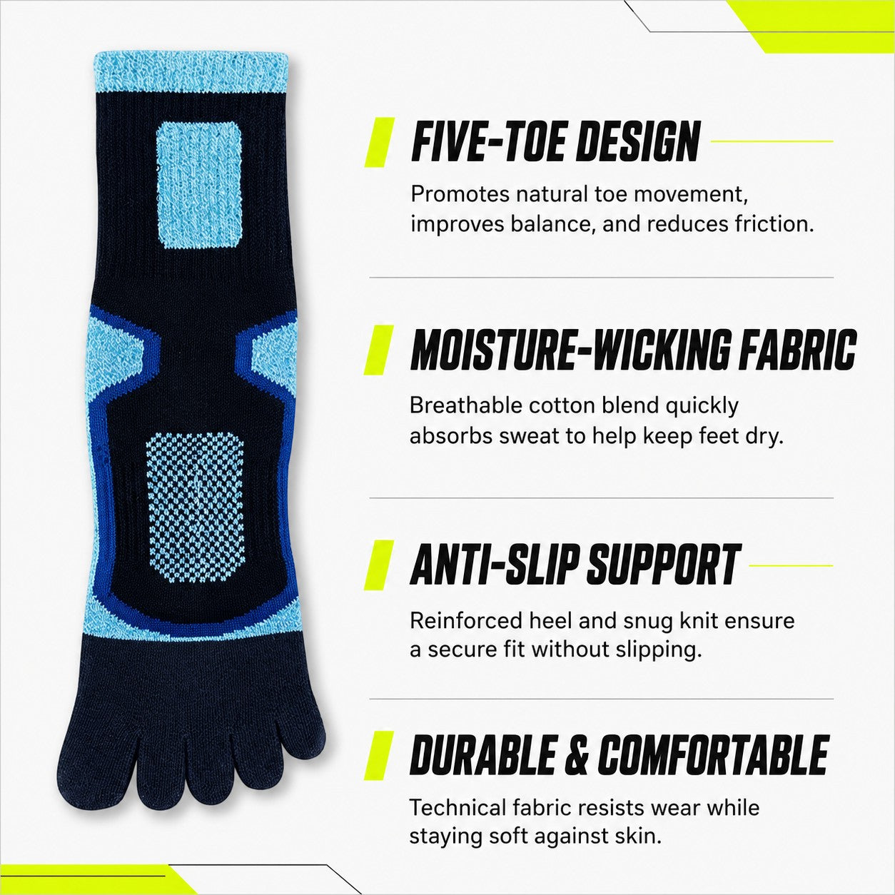 PerformX Toe Socks 2 Pack - Blue